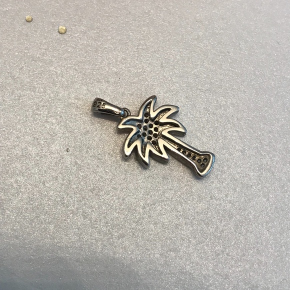 Sterling Silver and Diamond Palm Tree Pendant - Picture 2 of 6